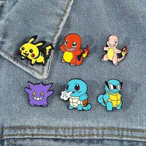 Venta al por mayor lindo dibujo animado Pikachu Psyduck Squirtle Elf esmaltado Metal Pins insignias UV impreso mochila ropa esmalte suave - Product Image 4