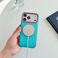 Coque de téléphone antichoc de luxe au design populaire 2026, colorée, avec anneau métallique pour recharge sans fil à 360° pour iPhone 17 Pro Max