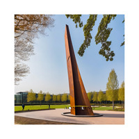 Sculpture géante de fleur en acier corten soudé, faite sur mesure, effet rouillé, pour jardin