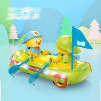 Bateau à pédales électrique pour enfants, multi-directionnel, lumineux, avec musique, canard dansant et chantant, mignon et amusant