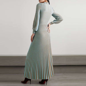 Maglieria personalizzata autunno inverno colletto a vita lunga elegante abito maglione da <span class=keywords><strong>donna</strong></span> a righe Casual lavorato a maglia - Product Image 3