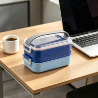 Boîte à lunch isotherme double couche, micro-ondable et portable, boîte à bento pour étudiants et bureau