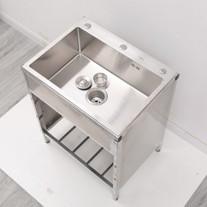 Évier commercial en acier inoxydable sur pied avec panneaux latéraux et étagère de rangement inférieure pour cuisine/<span class=keywords><strong>lave</strong></span>-<span class=keywords><strong>vaisselle</strong></span> - Product Image 3