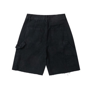 <span class=keywords><strong>Shorts</strong></span> Cargo da <span class=keywords><strong>Uomo</strong></span> Stile Carpenter in Twill di Cotone 100% <span class=keywords><strong>Denim</strong></span> Nero Effetto Consumato Vintage Streetwear Personalizzati - Product Image 2