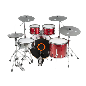 UNLOCK Komplettes Rotes Elektrisches Schlagzeug-Set Zweistufiges Percussion-Instrument für Anfänger Plug & Play <span class=keywords><strong>Roland</strong></span>/ Inklusive Kick-Pedal Mesh - Product Image 2