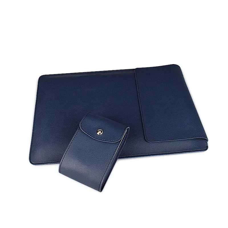 Laptop Sleeve PU Leather Protective Laptop Case for MacBook Air With Stand and Mouse Charge Cable Bag