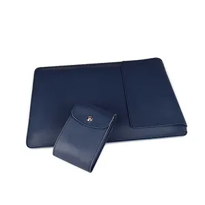 노트북 슬리브 PU 가죽 보호 노트북 케이스 맥북 에어 스탠드 및 마우스 충전 케이블 가방