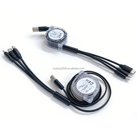 Cable USB Retráctil 3 en 1 con Logotipo Personalizado, Conector Múltiple Tipo-C, Micro USB, Cables de Carga Originales para Teléfono Celular