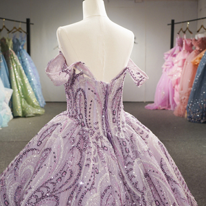 6948 Special Purple Organza <b>Ruffle</b> Floral Sequined Quinceanera Sweet 16 Girls <b>Dress</b> - Product Image 6