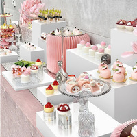 Présentoir Cube Carré en Acrylique Blanc Foshan Languo pour Buffet, Socle Alimentaire en Lucite, Boîte de Présentation Empilable
