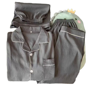 Autumn Fashion Knitted Cotton Men's Casual Three-Piece Set Solid Color <b>Short</b>-<b>Sleeved</b> <b>Cardigan</b> <b>Shorts</b> Trousers Breathable Thermal - Product Image 1