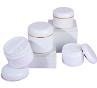Flacons cosmétiques en plastique PP blancs avec bord doré, cylindriques, 50 ml, 100 ml, 200 ml, 250 ml, 4 oz, 8 oz