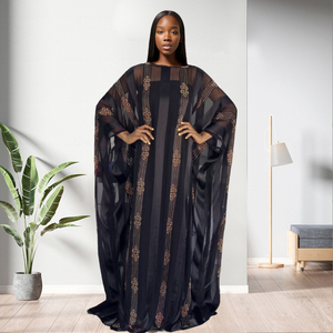 African Kaftan Style Solid Color Beaded Loose Long Gown Dress Two Piece Set Women - Product Image 4