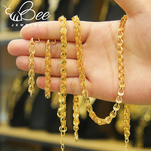 Ensemble de bijoux de mariage tendance, plaqué or 21 carats, collier, bracelet et boucles d'oreilles élégants de style italien, 3 pièces pour bijoux de mariée marocains - Product Image 2