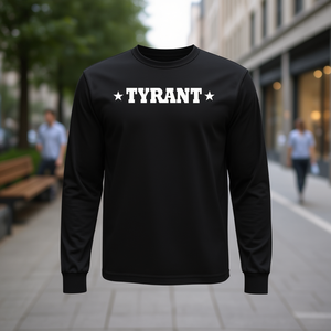 T-shirt a maniche lunghe Tyrant nera girocollo unisex per abbigliamento casual - Product Image 2