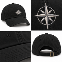 Groothandel op maat gemaakte 6-panelige geborduurde baseballcap met gebogen klep, zwarte cap, designer sport pet voor heren en dames