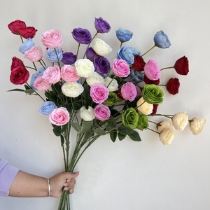 Fleurs artificielles en soie 2026, 6 têtes, roses exquises faites à la main, décoration florale pour plafond de mariage et plafonds hauts - Product Image 1