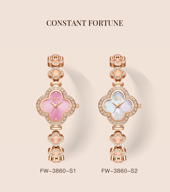 Mark Fairwhale New Arrival Four Leaf Clover Themed Design Womens Watch Trendy Metal Strap Quartz Watch Wholesale FW-3860