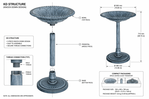 Bain d'oiseaux léger en résine en forme <span class=keywords><strong>de</strong></span> fleur sur piédestal, résistant aux intempéries, <span class=keywords><strong>bassin</strong></span> d'eau extérieur pour oiseaux sauvages, décoration <span class=keywords><strong>de</strong></span> <span class=keywords><strong>jardin</strong></span> - Product Image 3