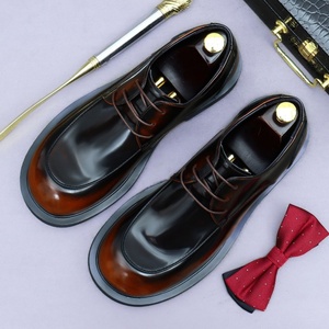 Zapatos de Hombre Formales de Negocios con Punta Ancha de Cuero Estilo Británico Big Head Derby - Product Image 5