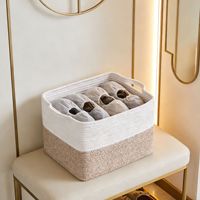 Panier de rangement en corde de coton avec poignées - Design rectangulaire minimaliste pour salon, chambre, salle de bain ; Idéal pour organiser les petits objets