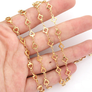 Cadena de acero inoxidable con diseño calado en forma de corazón, chapada en oro de 18k, para la fabricación de collares, material para joyería DIY. - Product Image 2