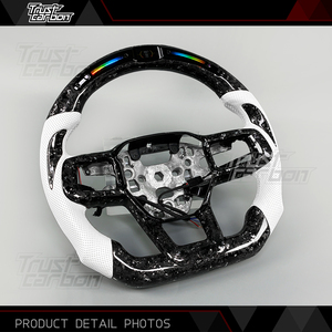 Volant chauffant en fibre de carbone forgée blanche personnalisé avec LED pour Ford Mustang GT GT350 GT500 GTD Dark Horse 2023 2024 2025 - Product Image 3