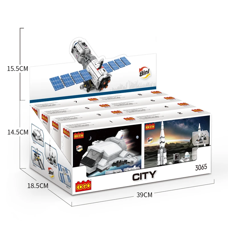 COGO 8 in 1 Space Set 778 PCS Hot Sell Assemble Plastic Wholesale 3D Satellite Building Block Toys for Kids