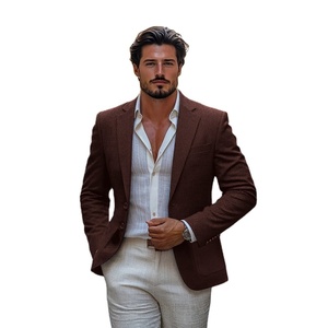Veste de costume homme BMT23 à un bouton, respirante, en velours côtelé, style italien, décontractée et sportive, couleur unie, toutes saisons - Product Image 1