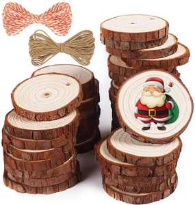 Kraff – tranches de bois naturel inachevé, décorations de noël artisanales avec écorce pour artisanat, décoration de mariage rustique - Product Image 3