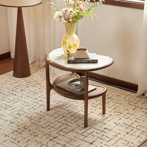 طاولة قهوة دائرية عصرية بسيطة، مصنوعة من خشب الجوز الأسود الأمريكي لغرفة المعيشة - Product Image 3