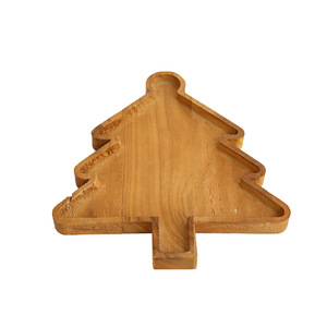 Bandeja de madera de Paulownia con forma de árbol de Navidad, sombrero de Papá Noel y reno, color natural, vajilla para el hogar, para fiestas de té y postres - Product Image 5