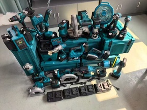 Kit combiné d'outils électriques sans fil tout-en-un, directement de l'usine OEM, comprenant perceuse, clé à chocs, scie et tournevis, en plastique - Product Image 1