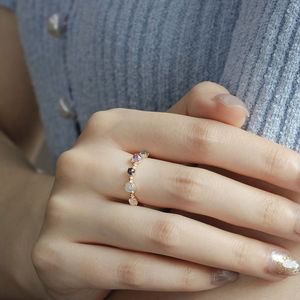 Bague en argent sterling 925 plaqué or cristal de sucre Zircon pierres précieuses Labradorite multicolore pierre de lune améthyste topaze - Product Image 3