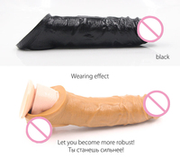 Manchon Pénis Réutilisable Grand Pénis Extender Condom Cock Extension Dick Enlargissement Sex Toys Pour Hommes Agrandissement Time Delay