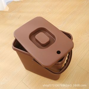 Tea Waste <b>Bucket</b> <b>With</b> <b>Lid</b> Square Plastic Tea Dregs Filter For Tea Water Drainage Cream White Color - Product Image 3
