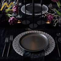 Assiette de service moderne de luxe nordique en verre, motif dentelle, bord festonné, perles transparentes, design gaufré - Assiette de mariage