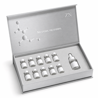 Boîte magnétique rigide en titane brossé argenté, type livre, avec logo personnalisé, pour coffret de sérum en ampoules, plateau en mousse, emballage cadeau pour soins de la peau