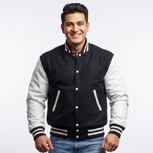 Blouson aviateur d'hiver de haute qualité à logo personnalisé pour hommes avec support en chenille brodé Patchwork CollegeBaseballjacket pour hommes - Product Image 1