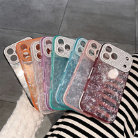Coque de téléphone pleine surface en strass diamantés pour iPhone 18 Pro 17 16 15, coque dorée colorée avec grande fenêtre de visualisation de l'objectif, étui de protection mobile