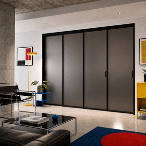 Porte coulissante suspendue minimaliste en verre, cadre en aluminium ultra-fin, rail suspendu, porte coulissante en verre, séparation de pièce - Product Image 4