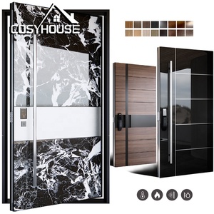 Porte d'entrée de luxe COSYHOUSE en aluminium, design artistique, sur mesure, avec finition grain de bois - Product Image 6