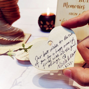 <span class=keywords><strong>Libro</strong></span> de invitados de deshierbe de madera creativo, letrero con forma de corazón, decoración de madera - Product Image 3