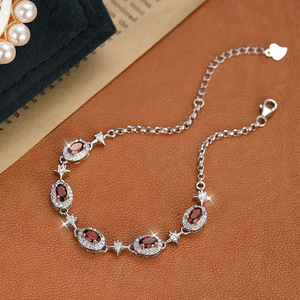 9 Trending 925 Sterling Silver <b>Star</b> Candy Chain Bracelets Halo Set 3*5mm Oval Cut Natural Stone Fine Jewelry <b>Gift</b> for Women - Product Image 5