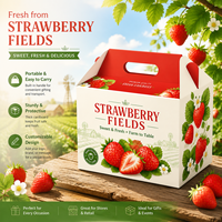 Boîte cadeau personnalisée imprimée fraises, boîtes télescopiques recyclables finition mate avec poignée, emballage pour fruits frais et produits agricoles