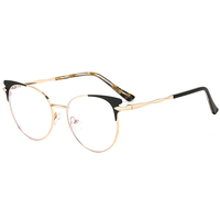 Haoya TJ9632 Monturas de Gafas Ópticas de Metal Semicirculares para Mujer, Anti-Luz Azul, Diseño Moderno y Colorido, Logotipo Personalizado, para Todas las Formas de Rostro