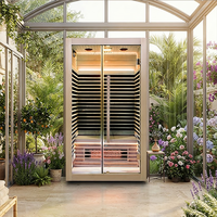 Sauna infrarouge d'intérieur à haute température pour 2 personnes, sauna sec à spectre complet avec panneau de luminothérapie rouge - Ventes flash