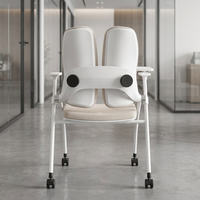 Chaise de formation blanche haut de gamme avec dossier en maille double feuille gris clair et tablette d'écriture pliable pour salle de classe