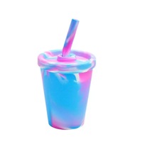 Mini tasse en silicone, tasse à boire en silicone, petite tasse en silicone avec couvercle et paille, tasse en silicone réutilisable portable
