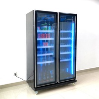 Réfrigérateur commercial à économie d'énergie 500W avec double porte vitrée et chauffage pour supermarchés et magasins